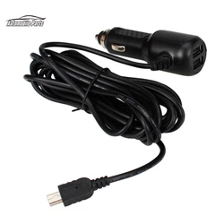 Car Charger GPS Navigator Charger 3.5m Power Cord with Dual USB Car Driving Recorder Dual Lens