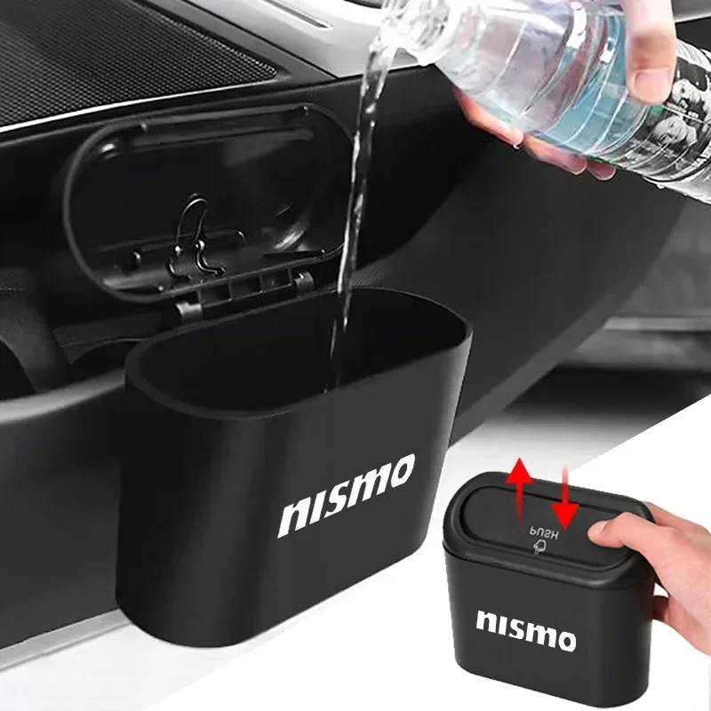 Car Trash Bin Hanging Vehicle Storage Box For Nissan Nismo Logo Tiida Teana Qashqai Juke X trail Note Almera Skyline Styling