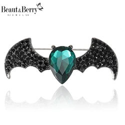 Beaut&Berry Rhinestone Bat Brooches for Women Unisex Halloween Pins Casual Party Accessories New Luxury Gifts Friends Decoration