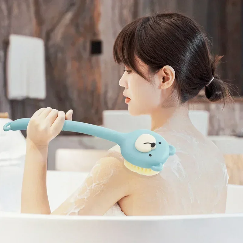 Soft Hair Long Handle Bath Brush, 1 Pcs Back Magic Tool, Body Rub Mud, Bath Towels