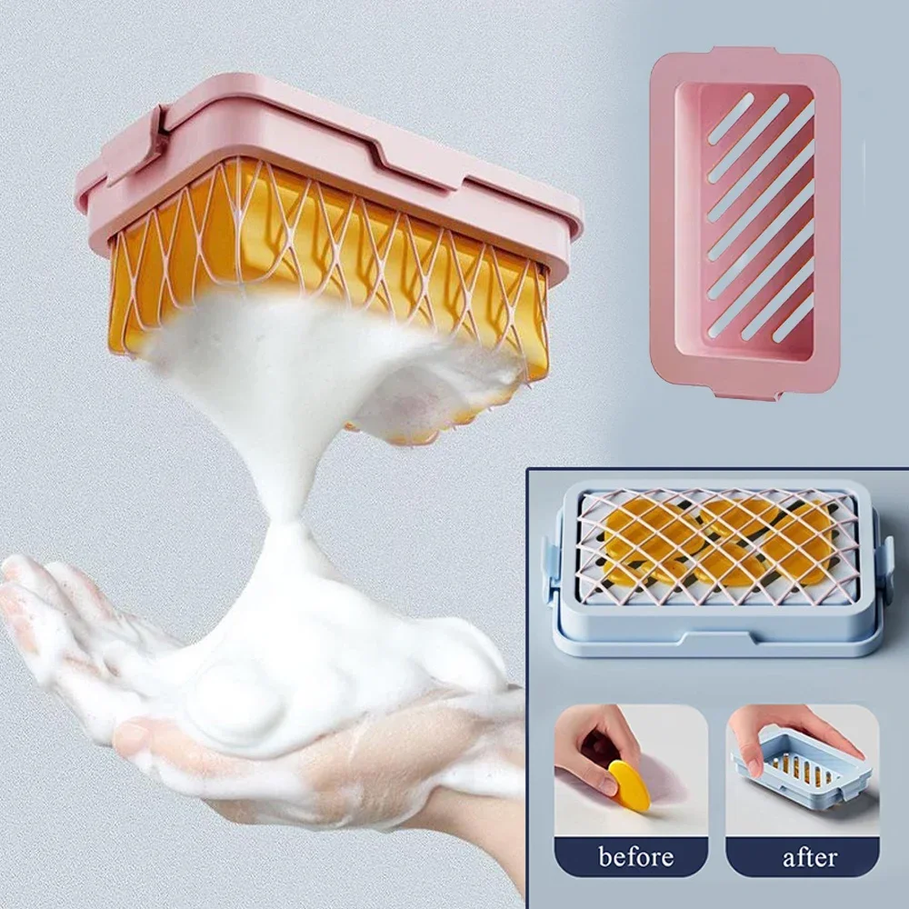 Elastic Mesh Soap Box Bathroom Supplies Household Soap Tray Soap Case Durable Non Slip Portable Multifunctional Soap Saver Box