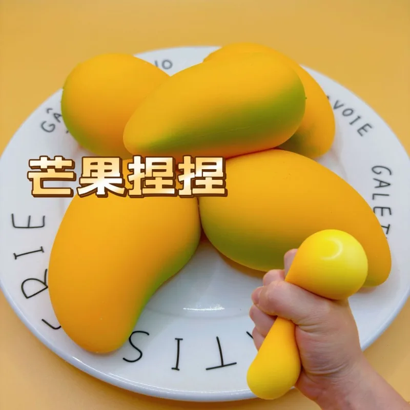 망고 스트레스 완화 및 스퀴시 피젯 장난감 - 어린이, 성인, 사무실 및 파티를 위한 느린 리바운드 스트레스 완화 장난감 스퀴즈 장난감