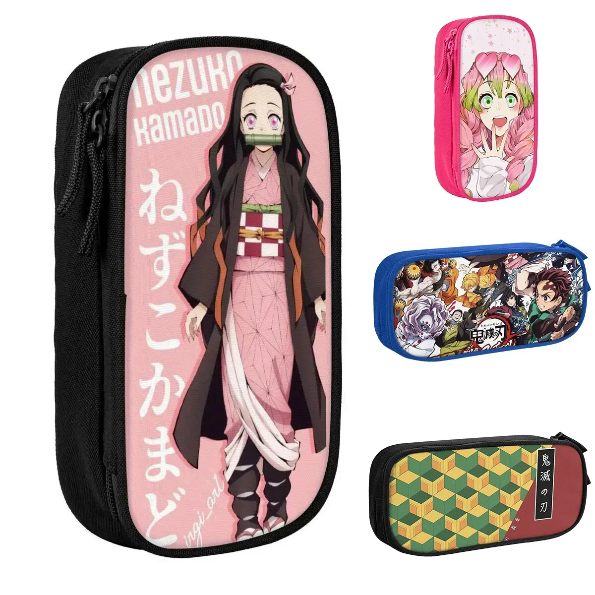 

Lovely Kamado Nezuko Demon Slayer Pencil Cases Anime Pencilcases Pen Kids Large Storage Bag Office Gifts Stationery