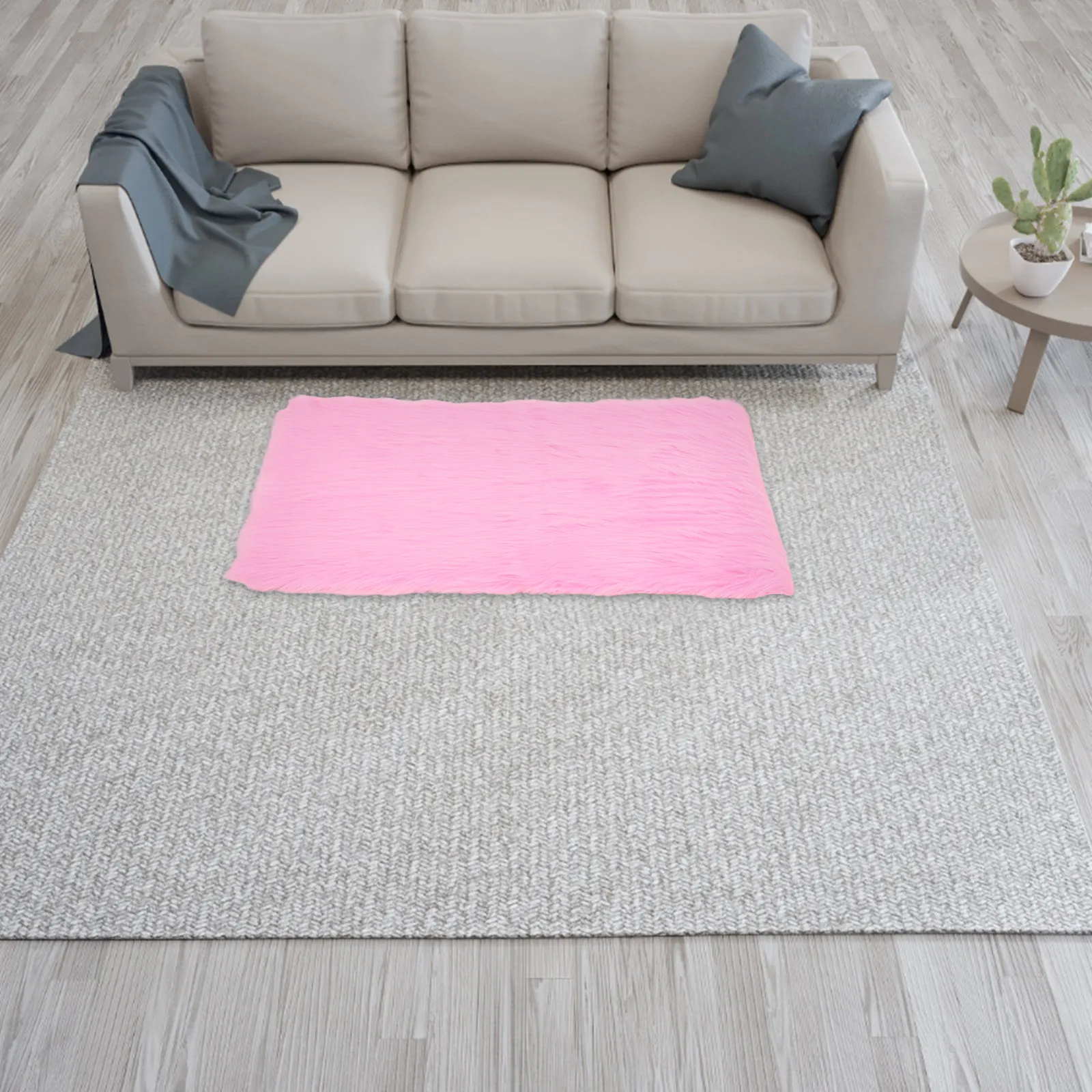 Floor Rug Bedside Pink Back Bedroom Faux Seat Cover Carpets Furry Rugs Throw
