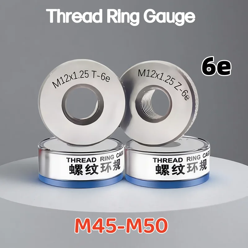 1 Juego (1 * GO + 1 * NOGO) 6e M45-M50 herramienta de medición de calibre de anillo de rosca de diente fino métrico estándar M45M48M50