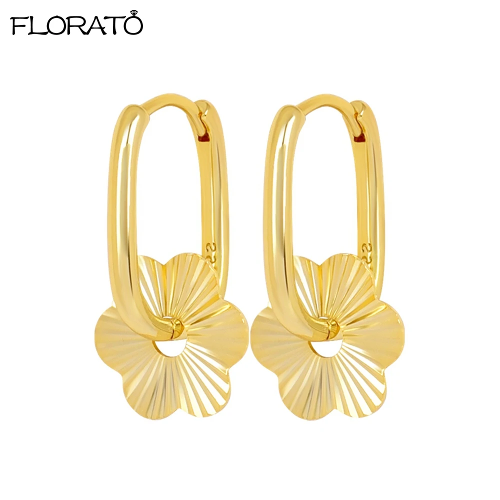 

Gold Color Metal Drop Earrings 925 Sterling Silver Needle Flower Pendants Hoop Earrings for Women 2026 New Personality Jewelry