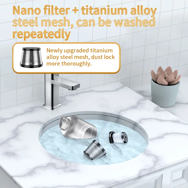 Auto-Staubsauger 125, Mehrzweck-Handstaubsauger mit starker Saugkraft, wiederaufladbar, für den Haushalt, kleiner kabelloser Staubsauger mit doppeltem Verwendungszweck