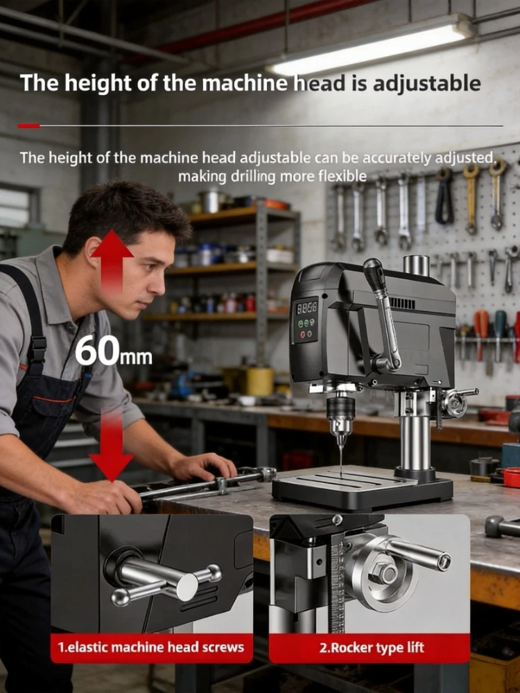 220V High Power Brushless Digital Display Mini Bench Drill Press Multifunctional Home Milling Machine With Worktable