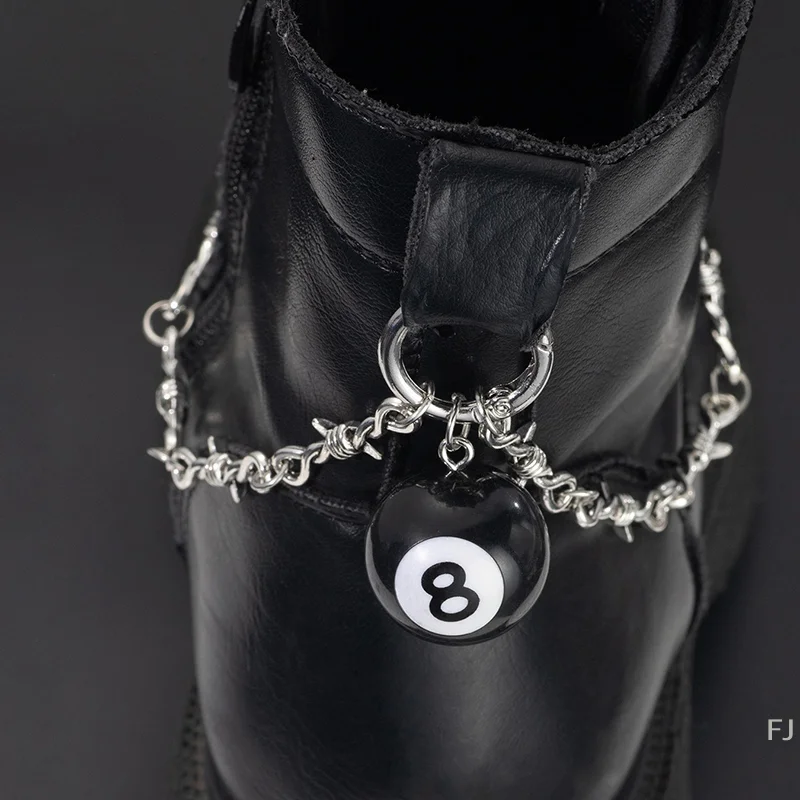 

[YU]Gothic Punk Style Detachable Double Thorn Shoe Decor Chain Easy-Release Buckle Mechanism Ideal DIY Fashion Accessory