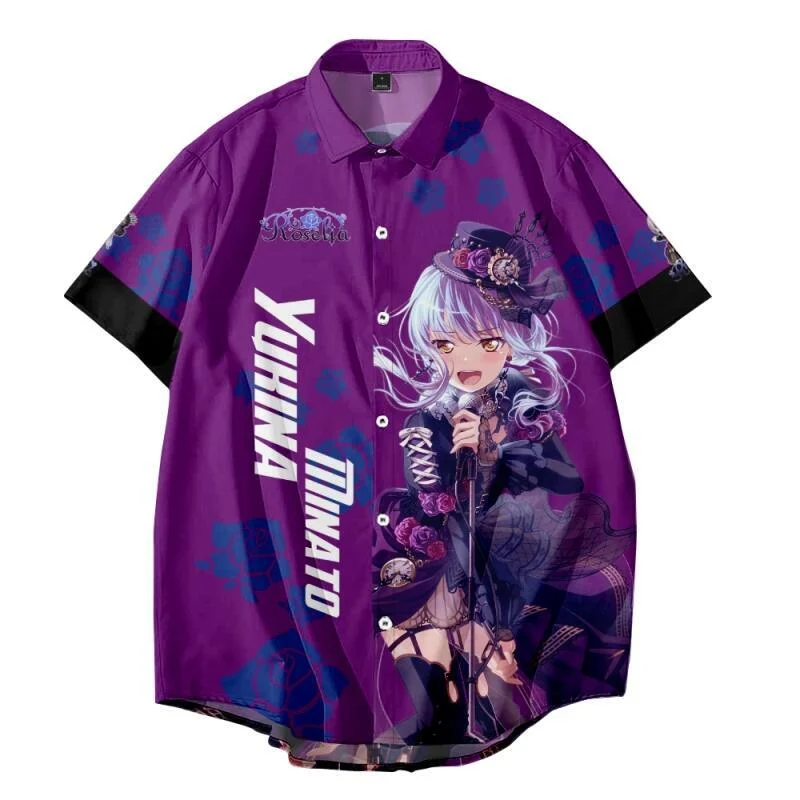 

Anime BanG Dream! It's MyGO Roselia Shirt 3D Printing Woman Man Short Sleeve Hawaiian Shirt Men Women Fashion Beach Sport Shirts