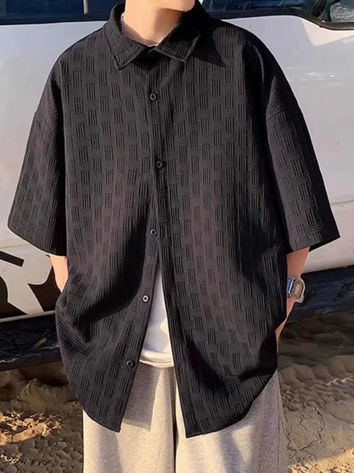 

Мужская летняя тонкая свободная футболка-поло Extra Large 300 Pou Color, модная брендовая верхняя одежда