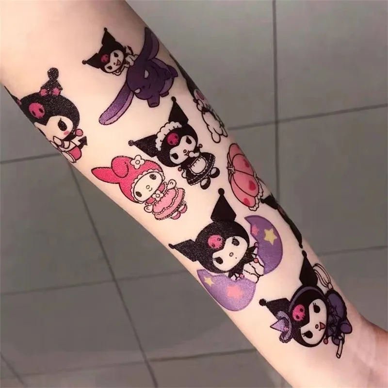 Hello Kitty & Kuromi Temporary Tattoos for Kids, Sanrio Cartoon Characters, Cute Waterproof and Durable Tattoo Stickers, Colorful Body Art, Ideal Gift