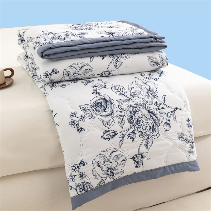 Floral Style Duvet Summer Thin Quilt Skin-friendly Bedspread Air Conditioning Blanket Edredones Adults Kids Room Comforter Quilt