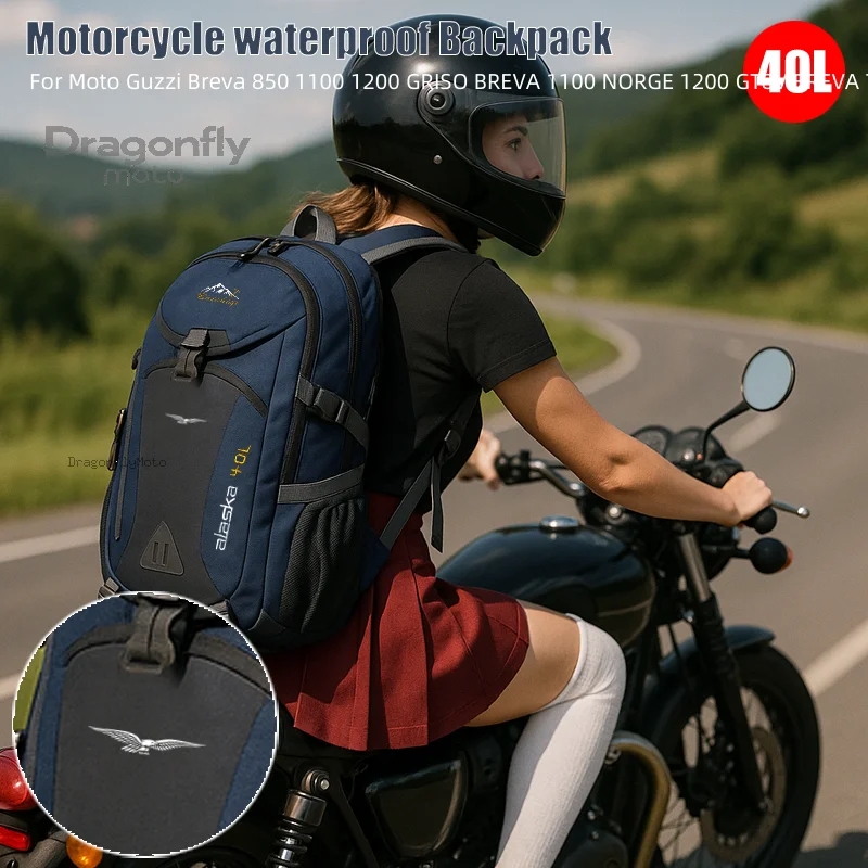 Guzzi Logo Waterproof Motorcycle Backpack Hiking Lightweight Trekking Fishing Duffel Bag For Moto Guzzi Breva 850 1100 1200 GRIS