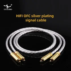 Hi-End Silver Plated OCC 16 Strands RCA Cable 2RCA to 2 RCA Male to Male Audio Cable RCA Audio for DVD TV Amplifier CD Soundbox