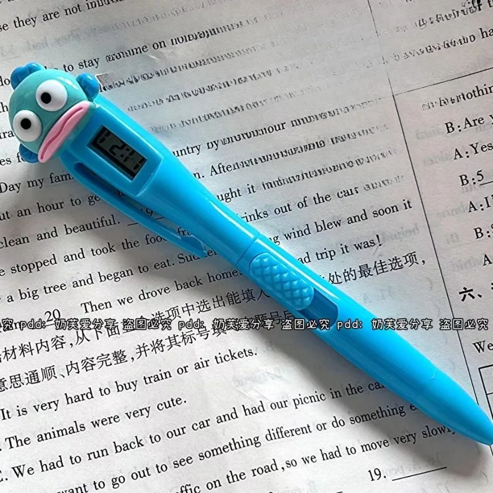 

Hangyodon Electronic Clock Pen Cute Cartoon Originality 0.5mm Press Ball-point Pen Diy Stationery Pens Students' Supplies Gifts