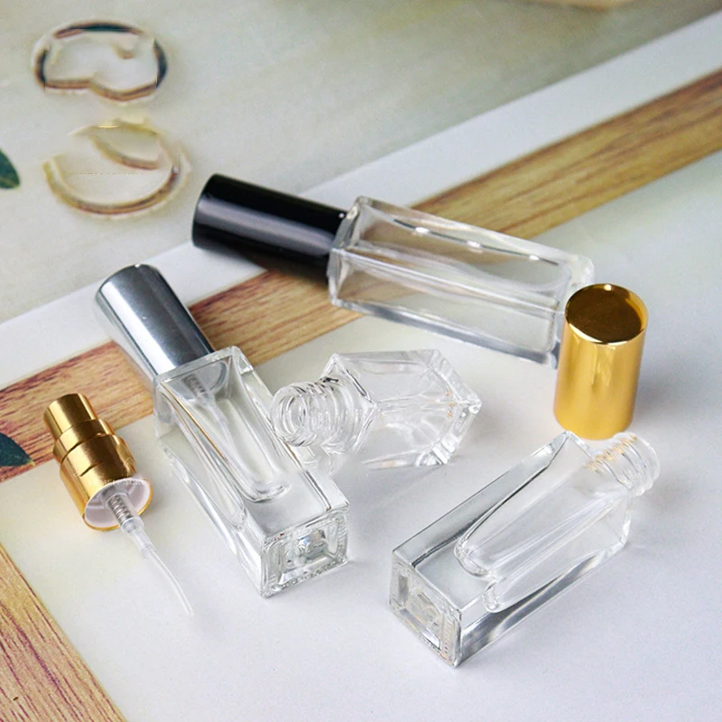 3ml/5ml/10ml Clear Square Spray Bottle Refillable Glass Portable Essential Oil Bottle Perfume Dispenser Bottle