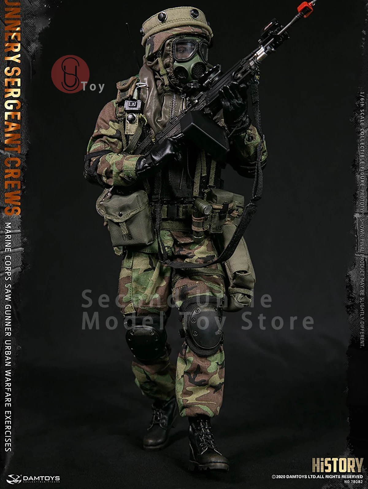 DAMTOYS DAM78082 1/6 US Marine Corps Urban Warfare Exercise Machine Gunner Cruise Male Soldier Action Figure Model Toys