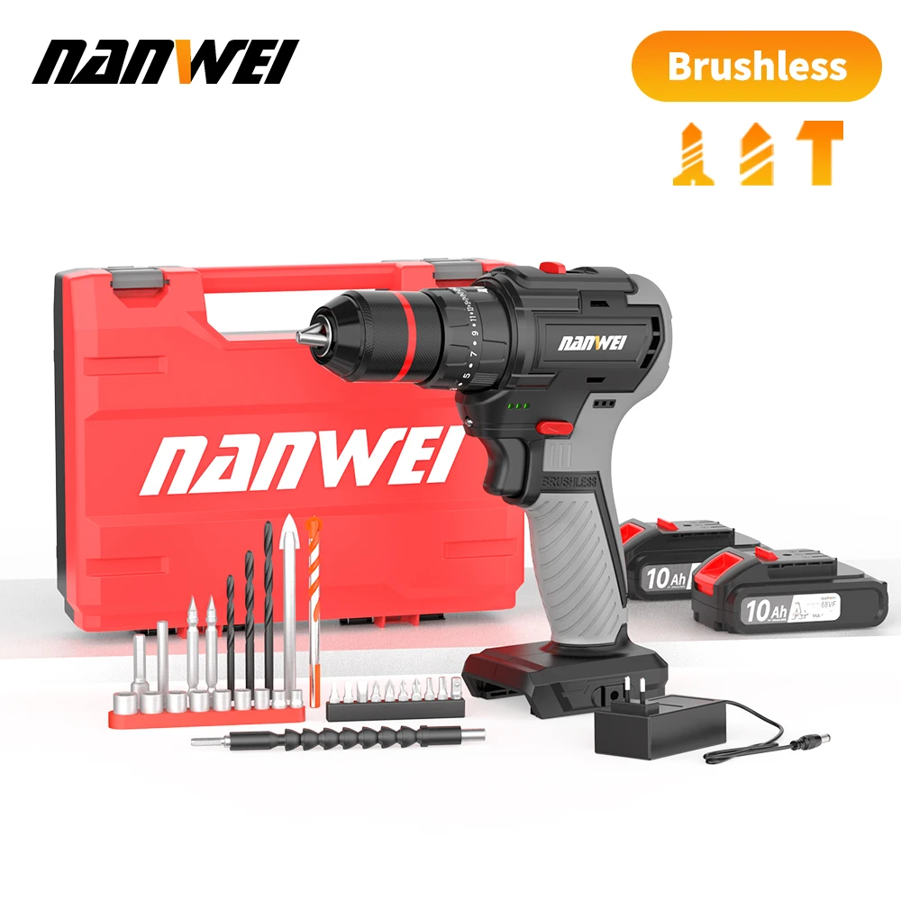 Nanwei electric drill brushless motor with impact function/self-locking chuck 21V 16.8v