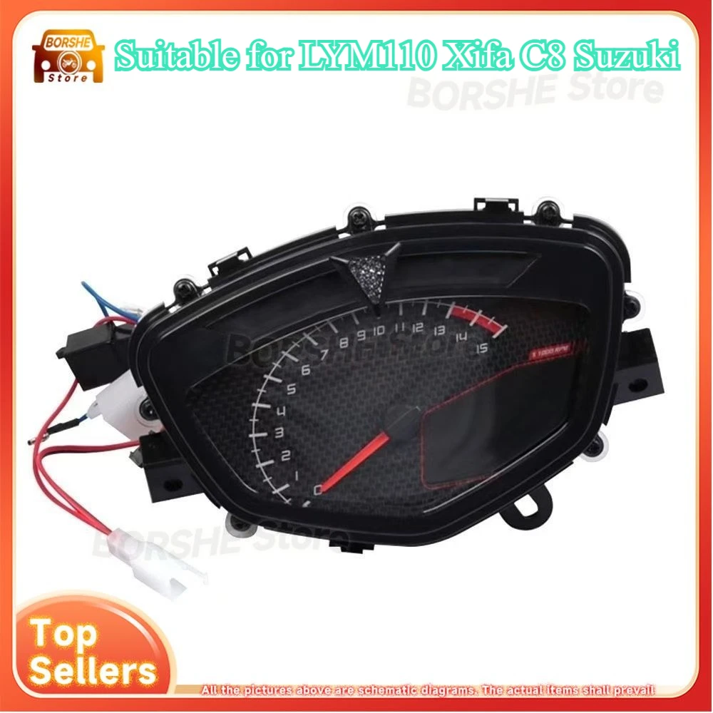 

2026 Motorcycle Speedometer Assembly Suitable for LYM110 Xifa C8 Suzuki Model with Odometer Trip Meter and Tachometer for