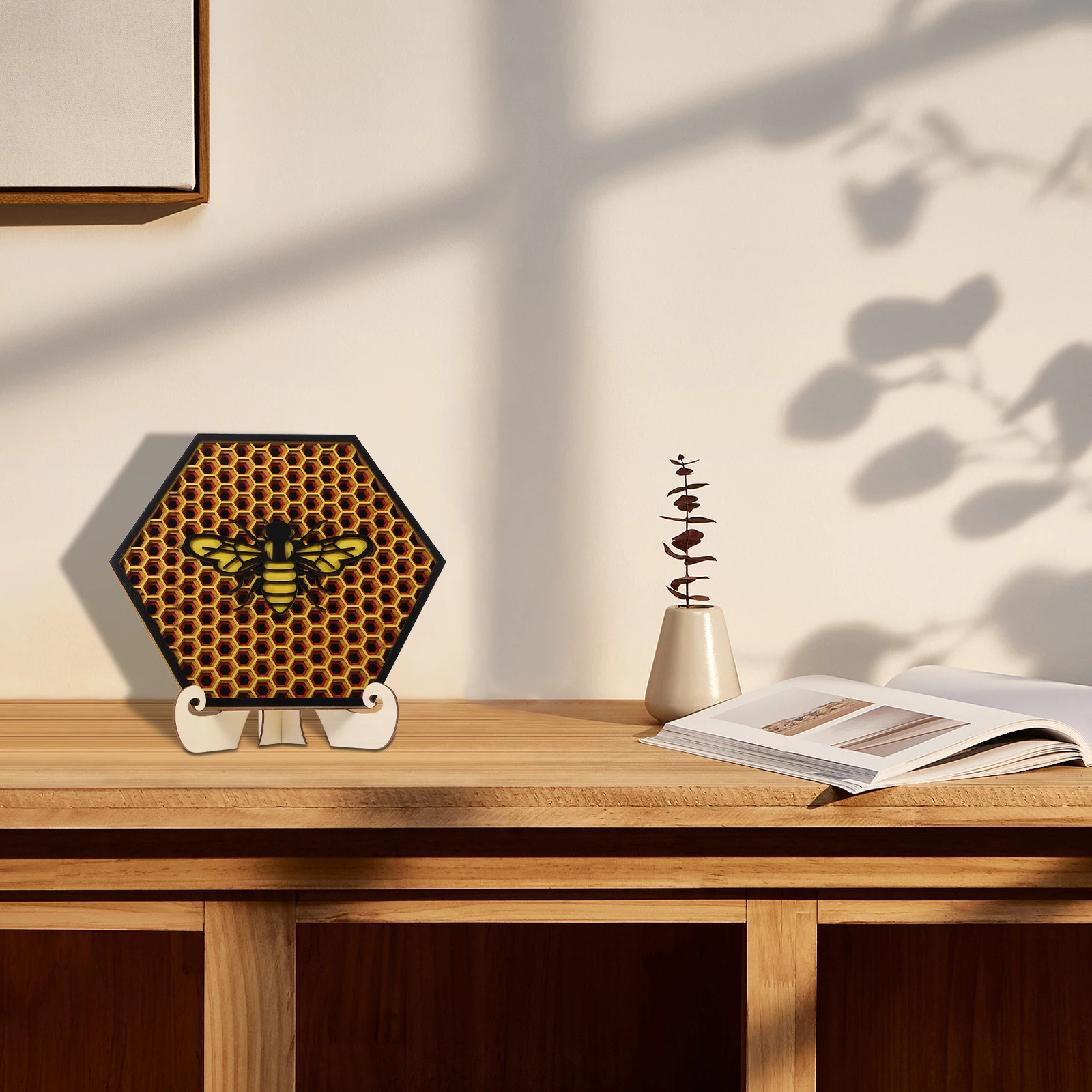 

1pcs Wooden Bee Decor Fresh Color Bee Festival Adornment Desk Shelf Table Mantel Party Ornament Farmhouse Style Craft