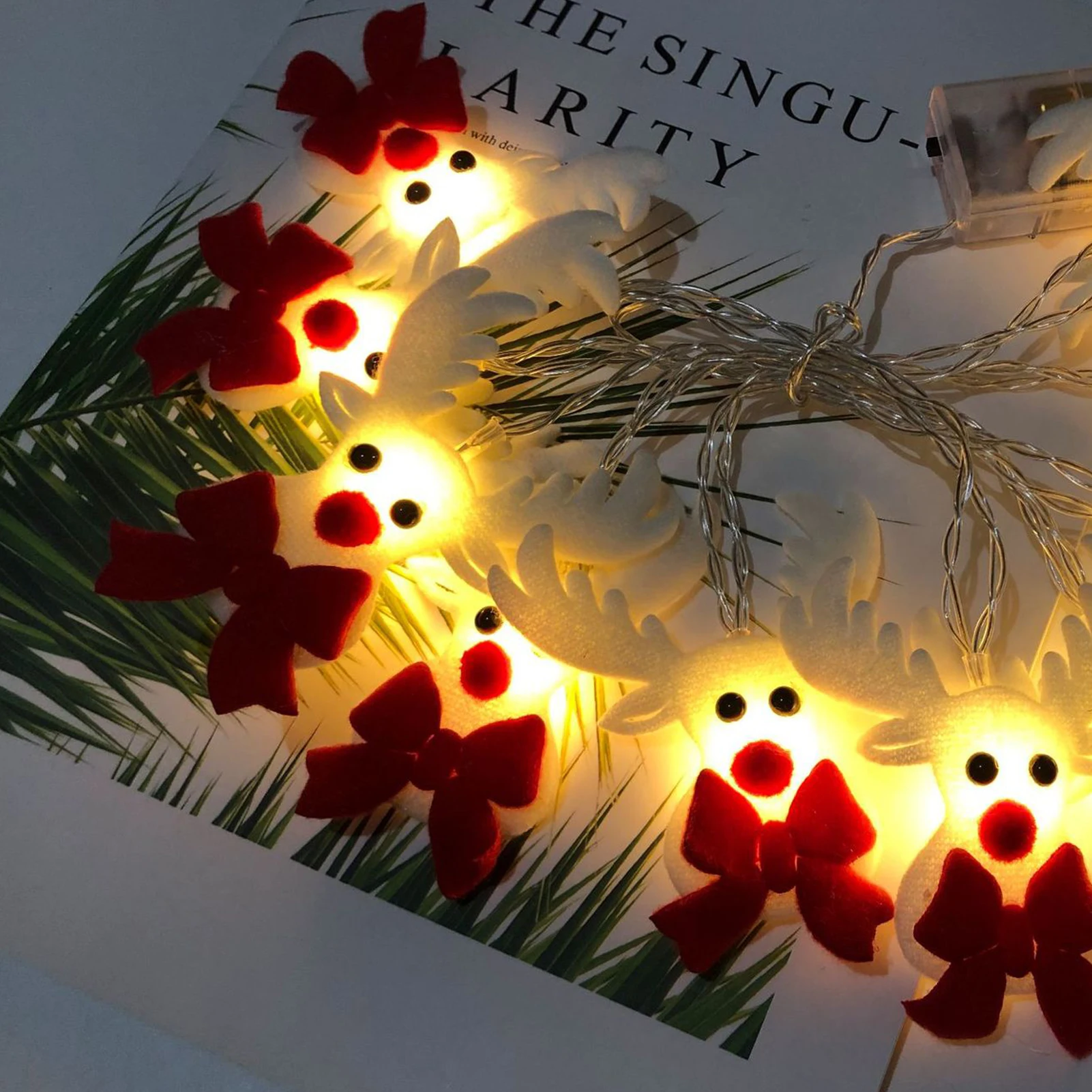 Christmas String Lights 10/20 LEDs Snowman Reindeer Santa Claus Fairy Lights for Winter Wedding Bedroom Fireplace