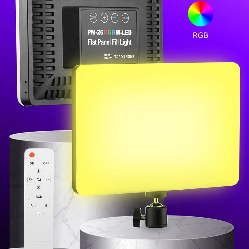 10inch RGB LED Photography Video Light Panel Lighting Photo Studio Lamp Kit Remote Control For Shoot Live Streaming Tripod Stand