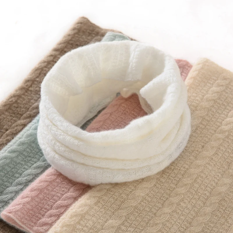 

100% Pure Cashmere Neck Cover Women's Knitted Neck Protection Warm Neck Wrap Fashion Fried Dough Twists Neck Cover Autumn Winter