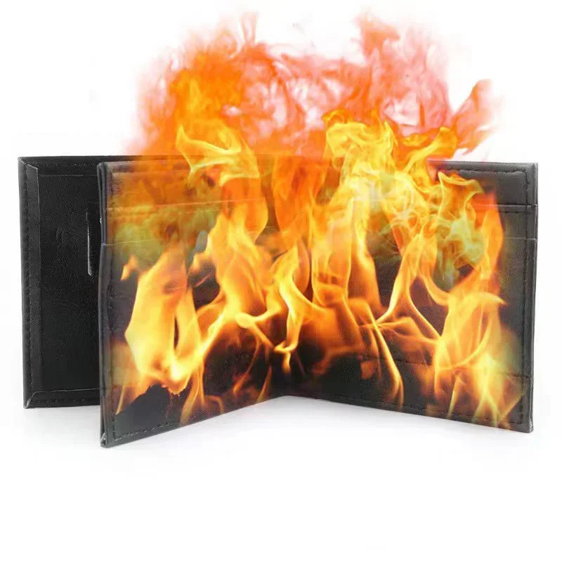 Fire Wallet Magic Flame Fire Wallets Bar Illusion Stage Show Professional Magic Trick Storage Money Card Wallet Magician Props