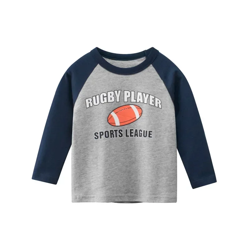 2025 Spring Autumn New Kids T-Shirts Fashion Long Sleeve Letter Baseball Print T Shirt Boys O-Neck Cotton Top Tees Children