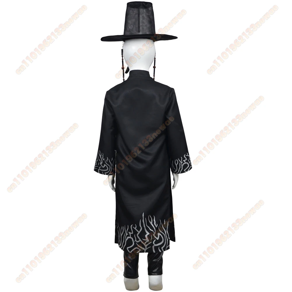 Kostium Cosplay dla Dzieci Jinu Saja Chłopcy KPop Demon Hunters Chłopcy Dziewczęta Dziecięcy Kapelusz Płaszcz Spodnie Garnitur Halloween Impreza Grupowa Ubrania
