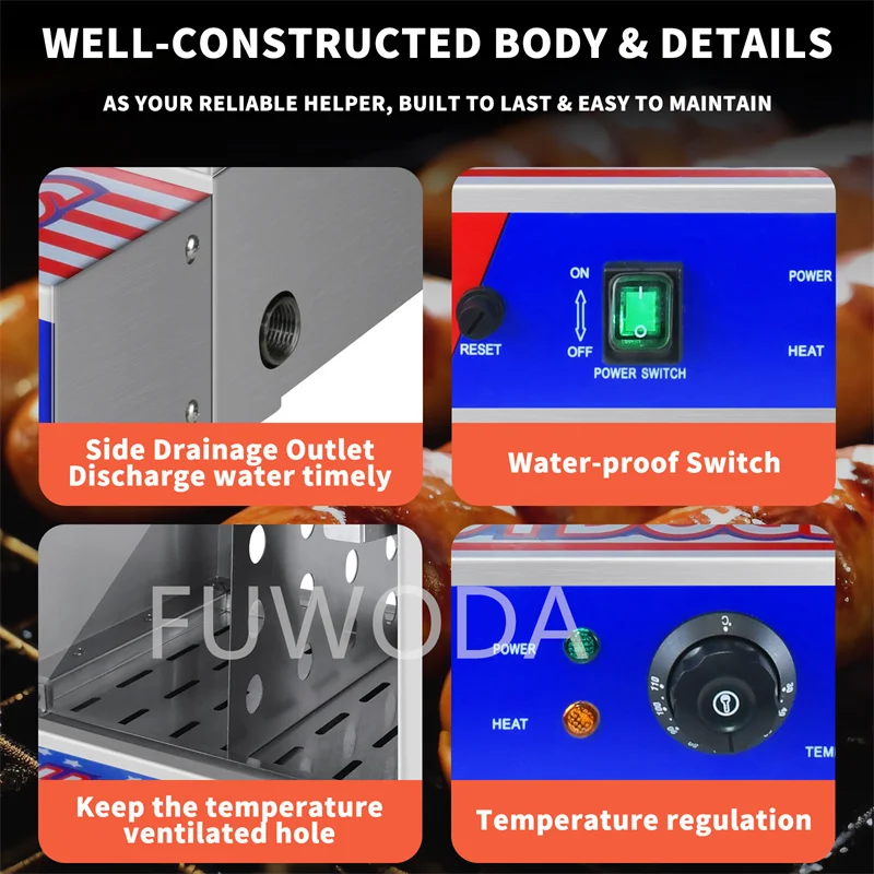 110V 220V parowiec do Hot dogów podgrzewany elektrycznie szafki na żywność komercyjny chleb z Hot dogami gablota ocieplana automatyczny Grill