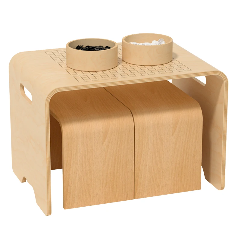 Custom 2024 New Arrival Preschool Wood Furniture Sets Chess Sensory Activity Play Table Backgammon Checker Table For Boys & Girl