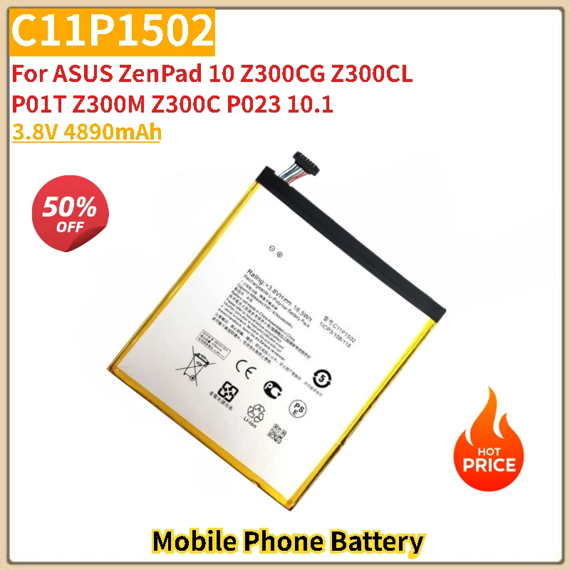 Batería C11P1502 3,8 V 4890mAh para ASUS ZenPad 10 Z300M Z300C Z300CG Z300CL P01T P023 10,1 teléfono móvil nuevo de alta calidad