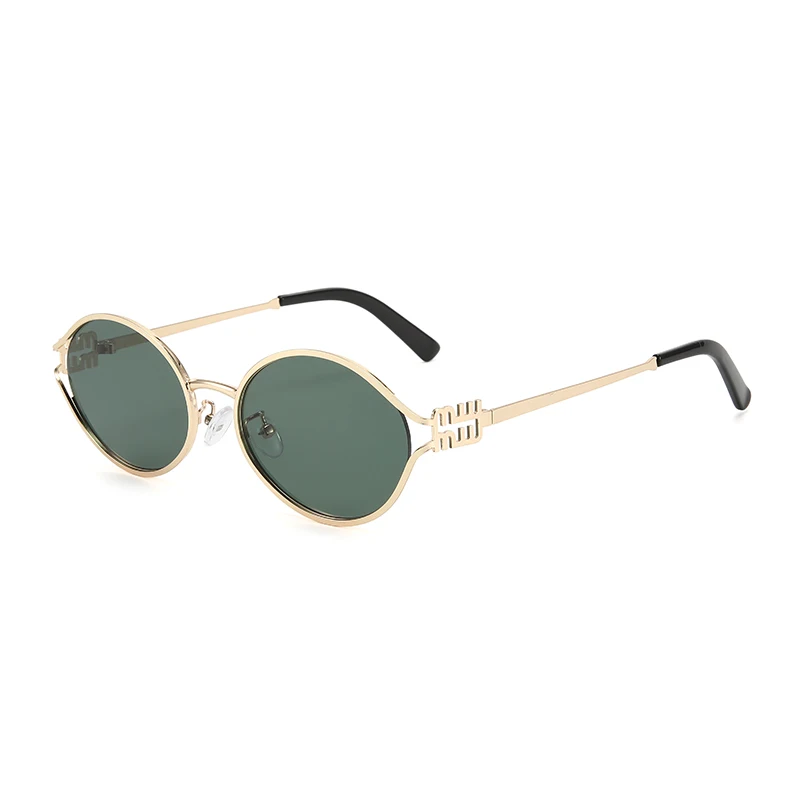 1-2 STKS Nieuwe Mode Merk Zonnebril Retro Kleine Frame Vrouw Man Metalen Cat Eye Bril Shades UV Bescherming Zonnebril met Doos
