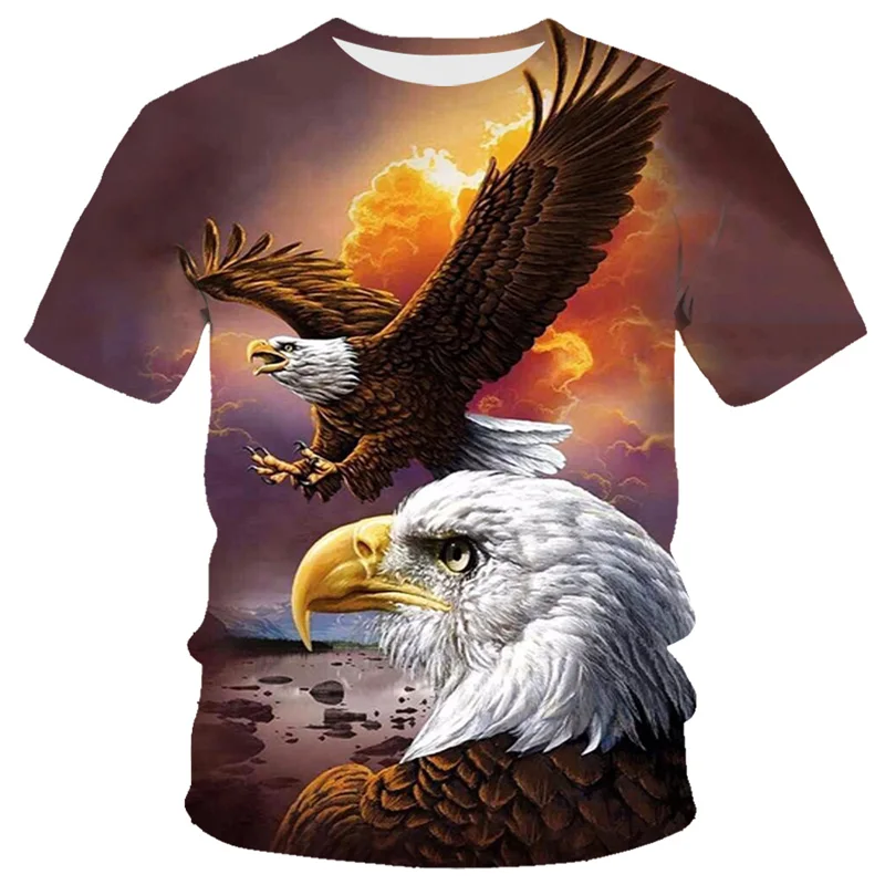 Summer Animal Eagle 3D Print T-Shirts Men Women Short Sleeve T Shirt Oversized Harajuku Y2k Tees Tops Kids Crew Neck Clothing