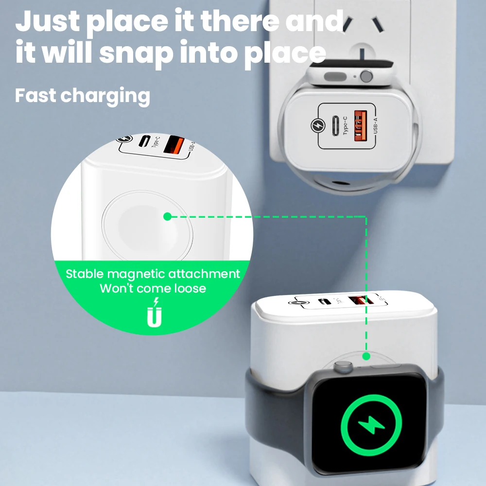 23W 3 IN 1 Wireless Charger for Apple Watch Series 11 10 9 8 7 6 5 4 SE Uitra 1/2 Charging for iWatch USB Charger for iPhone
