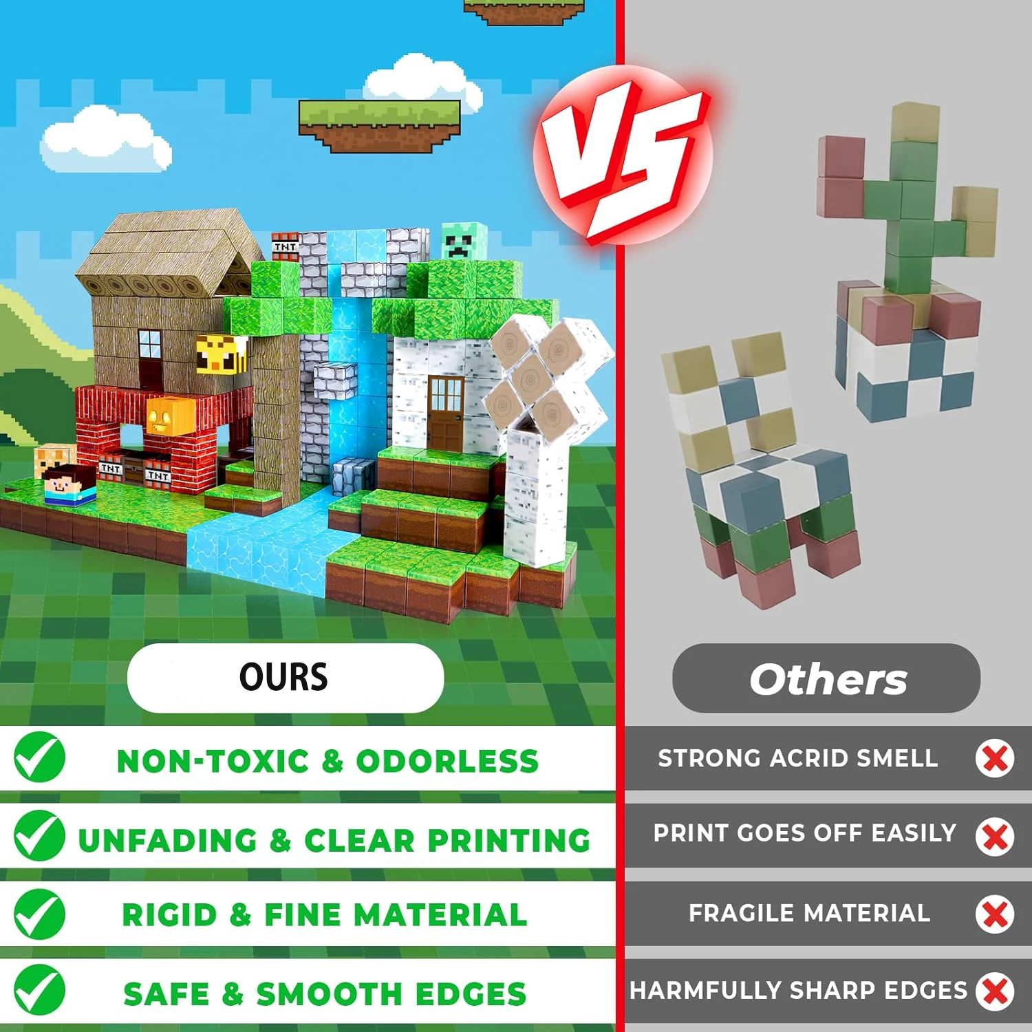 192PCS Magnetic Building Blocks สร้าง Mine แม่เหล็ก World ชุดของเล่น STEM Sensory การเรียนรู้ชุดก่อสร้างของเล่นกลางแจ้งของขวัญ