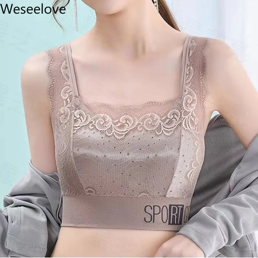 

Weseelove сексуальный женский спортивный бюстгальтер с ковриком, новый кружевной топ без швов, майка, Стильное женское нижнее белье без стального кольца