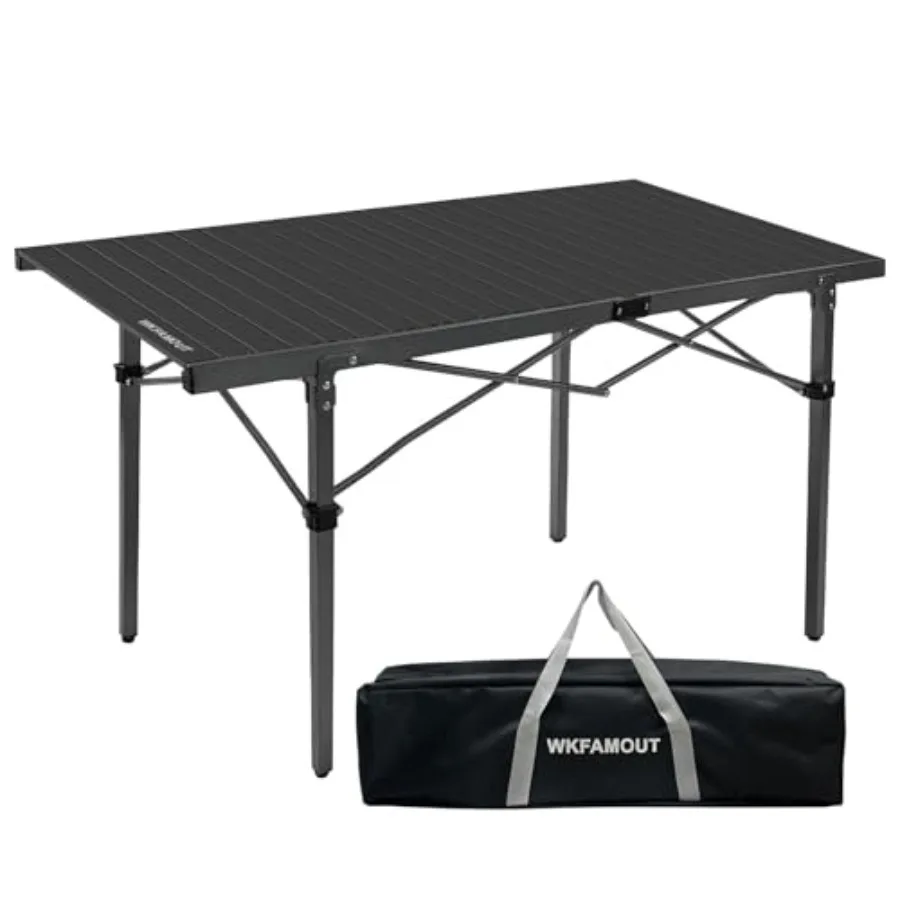 

Outdoor folding camping table, aluminum, black, 29.9 tall, 54.7 large, sturdy, for 2-6 persons, includes carry bag, ideal for p