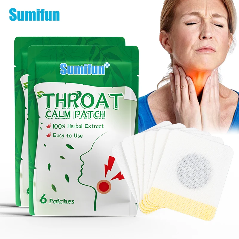 6pcs/bag Sumifun Sore Throat Patch 6pcs Anti Inflammation Plaster Treatment Chronic Pharyngitis Oral Ulcer Medicine Health Care