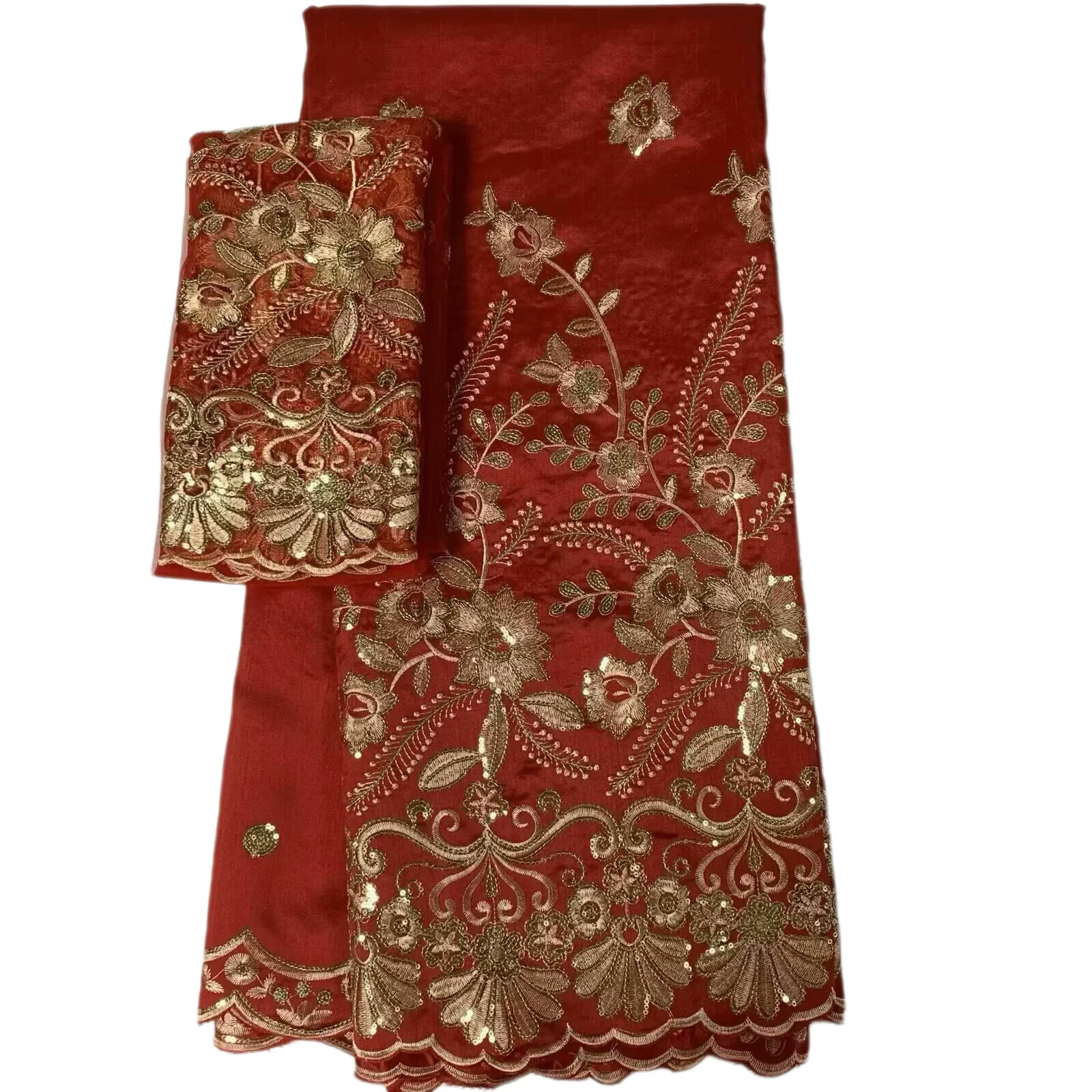 Pailletten George Kant 2025 Hoge Kwaliteit Indiase George Kant Stof Met Franse Netto Kant Stof Blouse Voor Trouwjurk 5 + 2Yards QZ