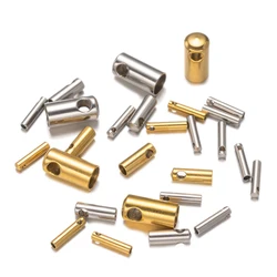 10pcs/Lot 1/2/3/4mm Stainless Steel Column End Tip Cap Crimp Clasps For DIY Connector Necklace Leather Cord Jewelry Accessories