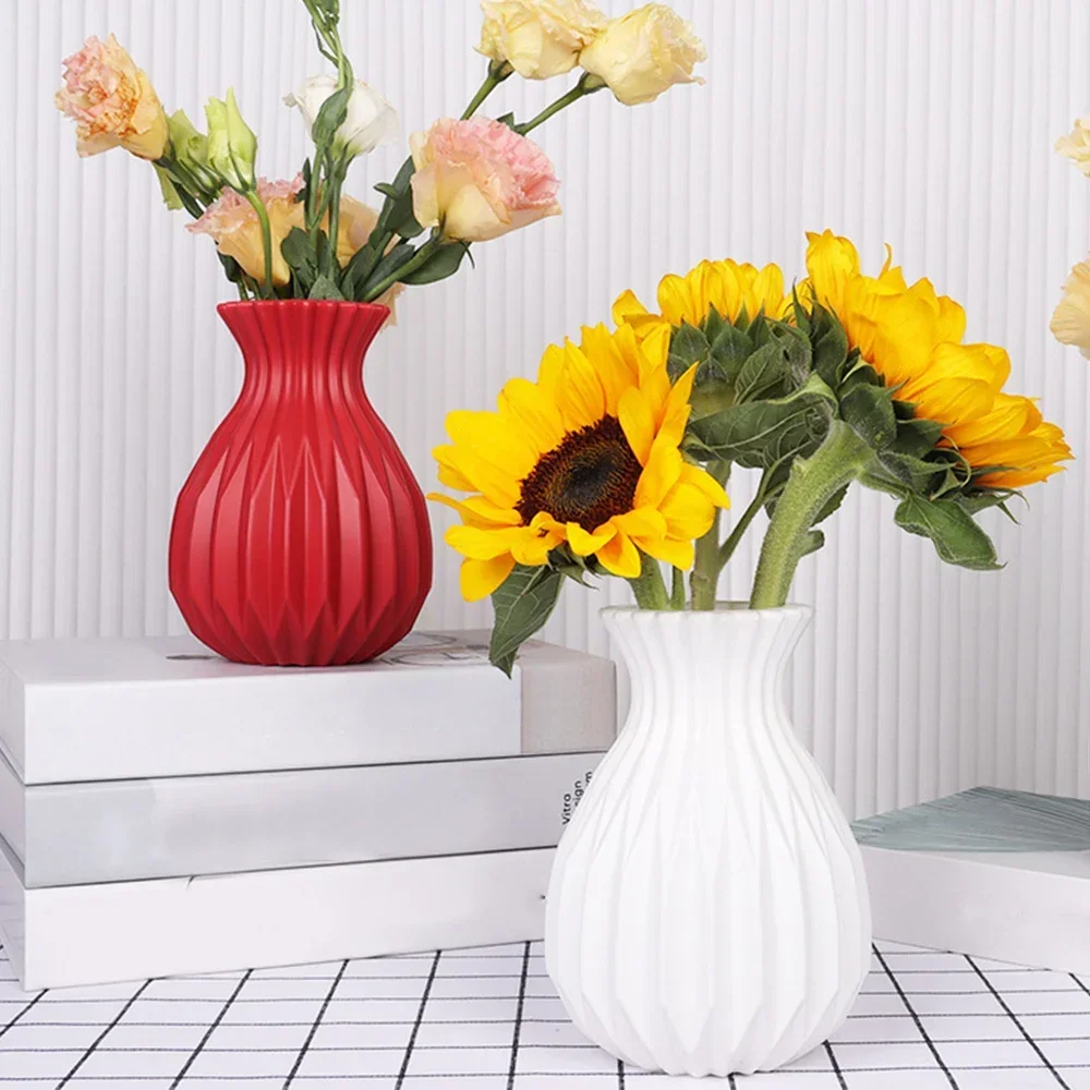 

Nordic Decortive Vase Imitation Ceramic Plastic Flower Vase Pot Home Decor Living Room Desktop Wedding Centerpiece
