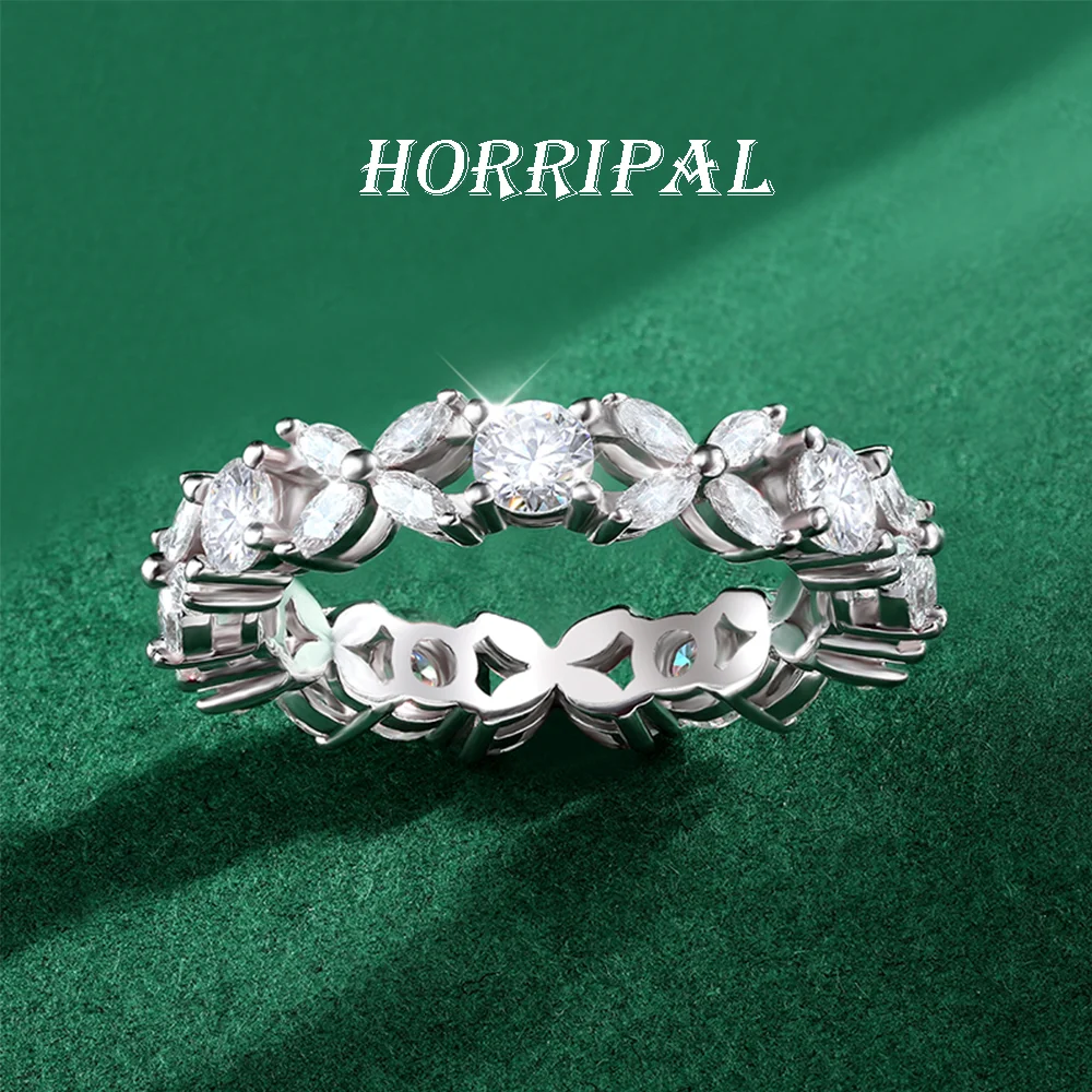 

HORRIPAL 100% D VVS1 Moissanite Ring for Women GRA Certified Lab Grow Diamond 925 Sterling Silver High quality Fine Jewelry Gift