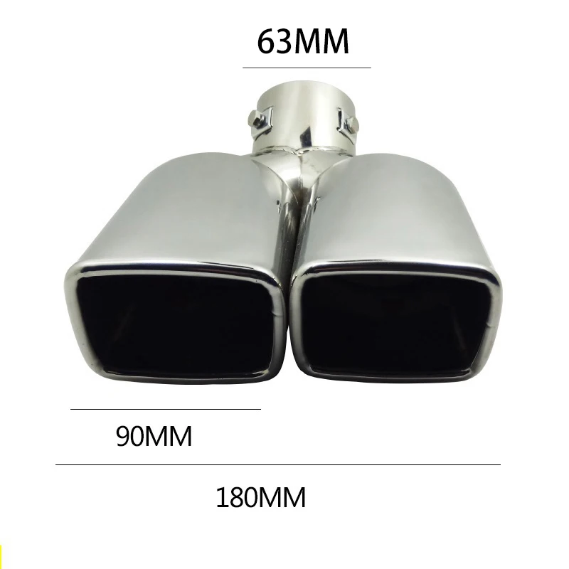 63-89mm 63-101mm Universal Car square-shaped Double Outlet Exhaust Tailpipe Muffler Tube Stainless Steel Slip On