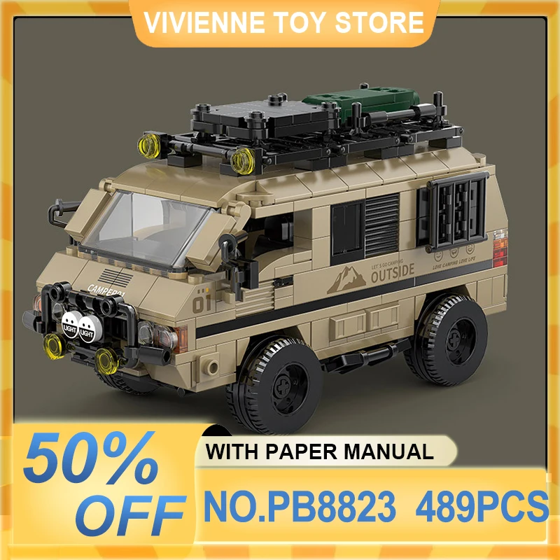 

PB8823 Off-Road Camping Vehicle Building Block Model, DIY Assemble Block Set of Truck with Living Space, Garage Display Ornament