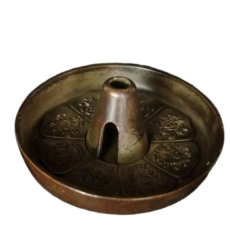 

Chinese Antique Bronze Auspicious Eight Treasures Oil Lamp Ornaments Burner Incense Burner Stick