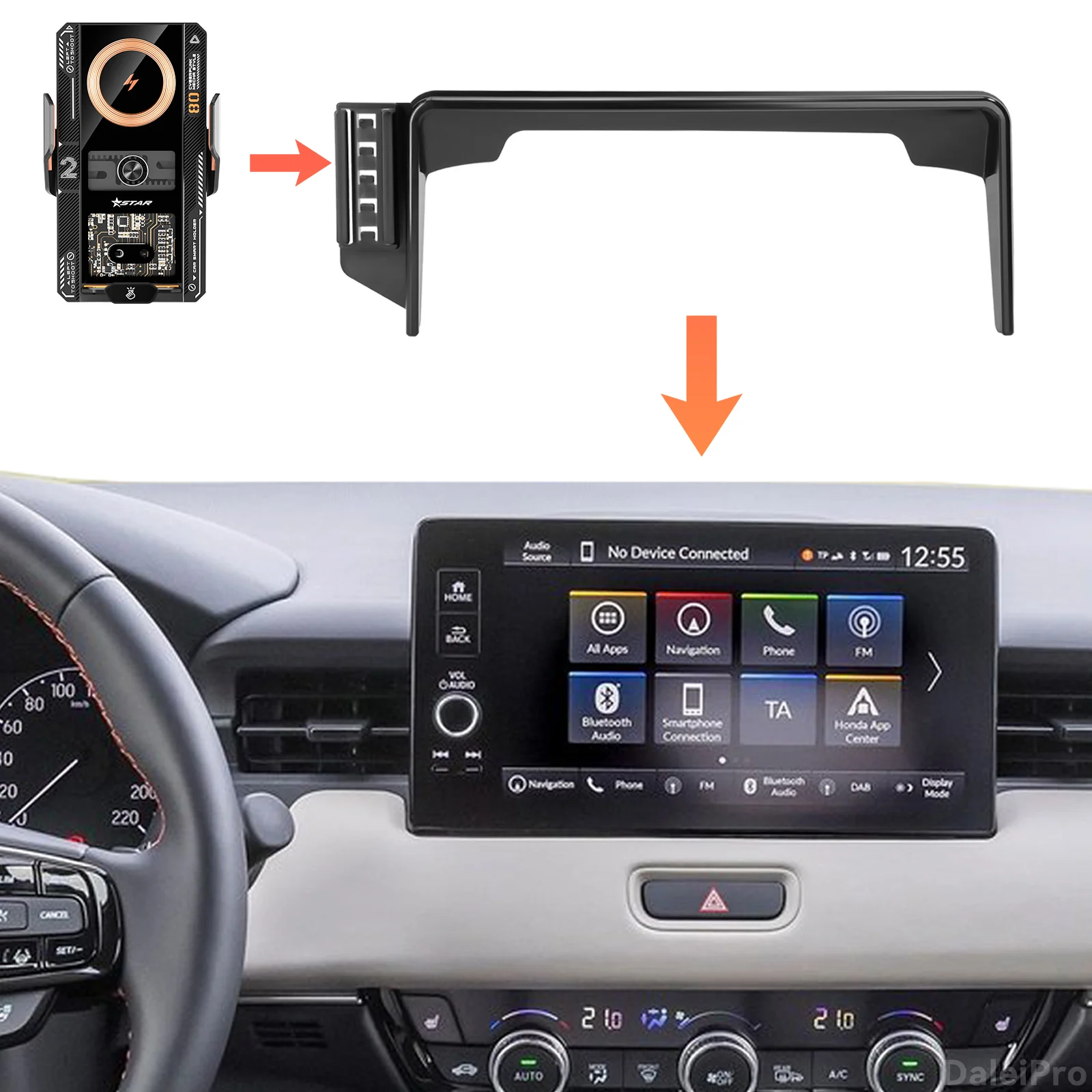 For Honda HR-V HRV Vezel CR-V CRV 2022 2023 2024-2026 Phone Holder, Screen Fixed Base, Clip-On Design 2-in-1 Holder & Base Kit