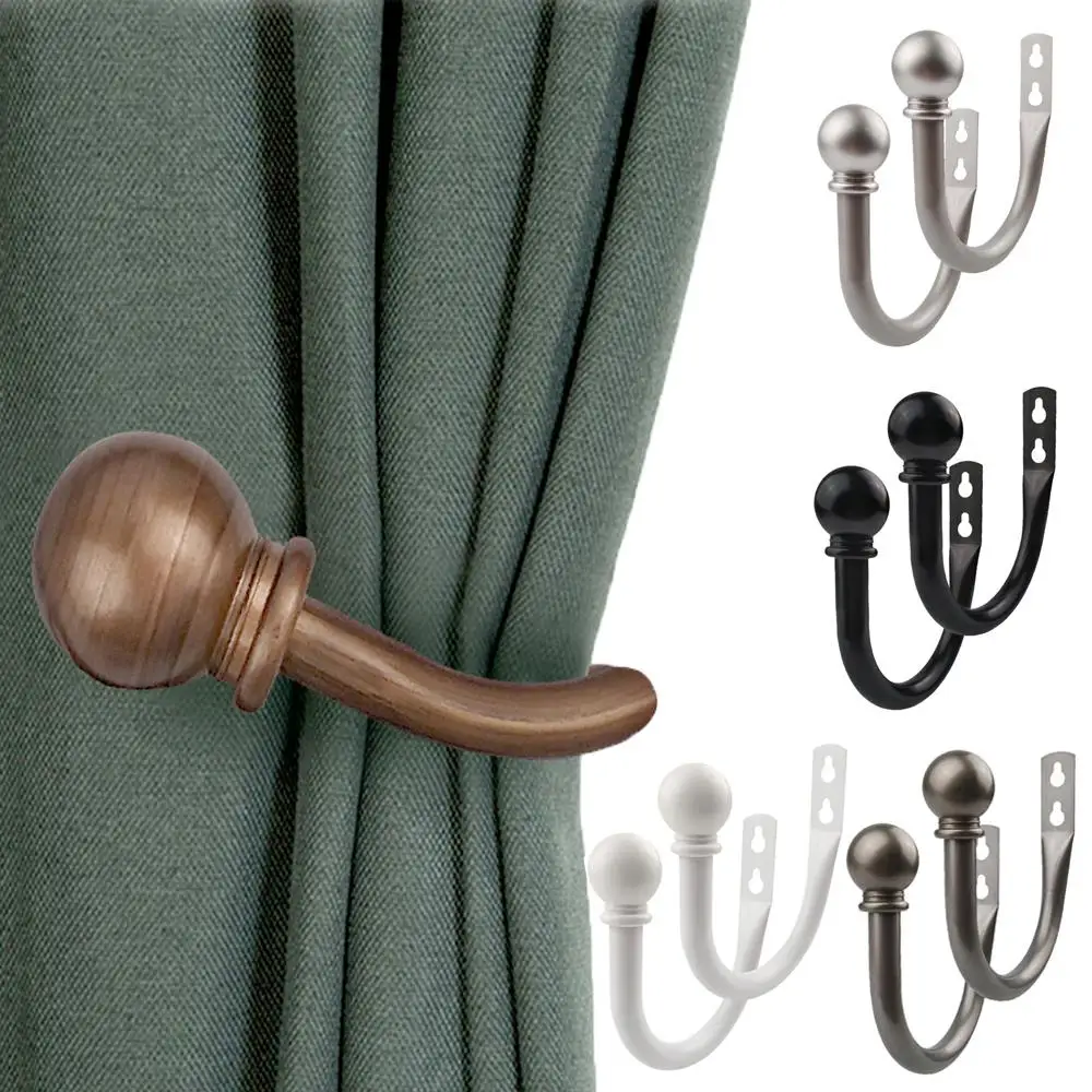 

Decorative Easy Fitting Hooks Hanger Metal Curtain Hold Backs Wall Tie Backs 2 PCS Simple Fashion Convenient Curtain Buckle